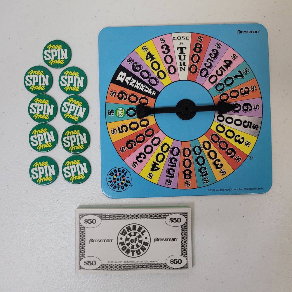 Wheel of Fortune Board Game Replacement Parts Spinner Money Tokens 2004 Pressman